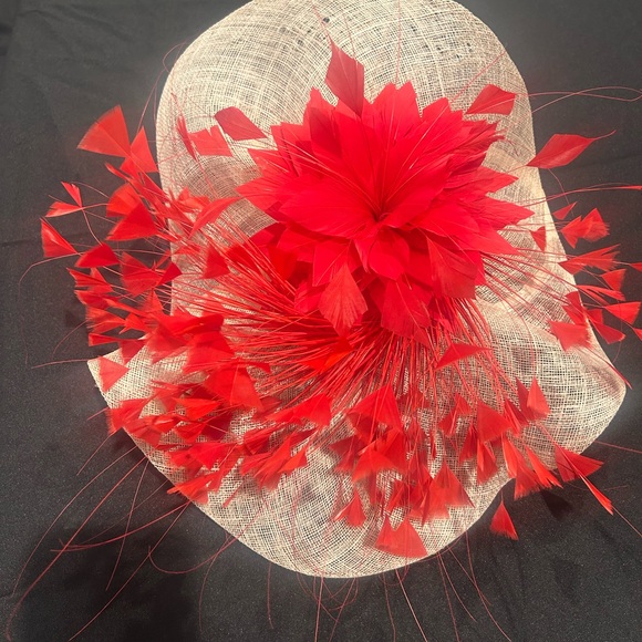 Elegant Red and Cream Fascinator main image 7